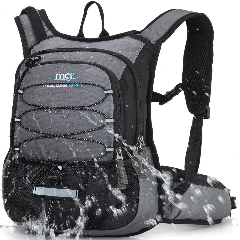 15L Insulated Hydration Backpack Pack with 2L Water Bladder Lightweight Hiking Backpack Bag for Women Men Daypack for Hiking Running Festival Camping Biking (Grey)