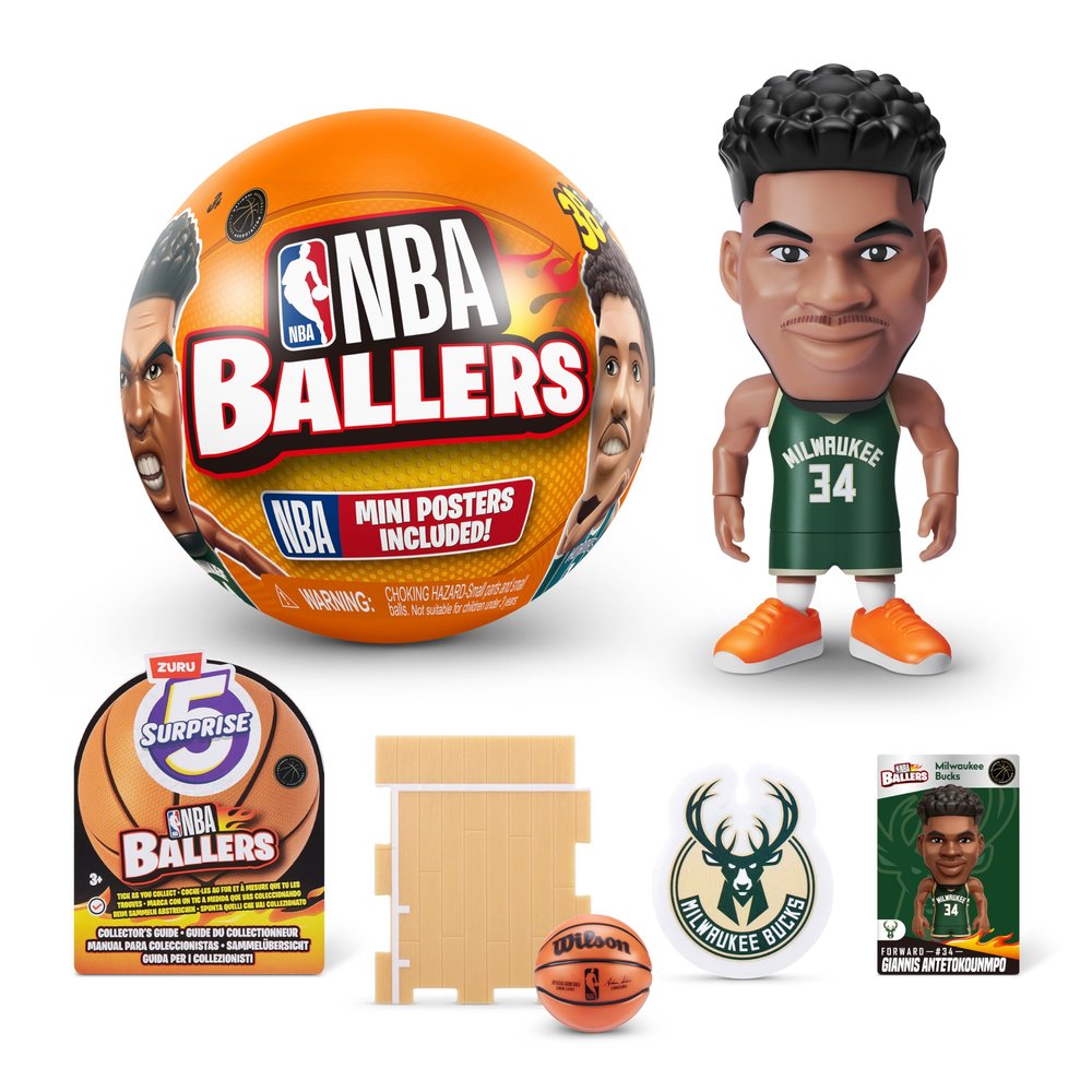 5 Surprise NBA Ballers Series 1 by ZURU, Collectible Mystery Capsule, Toy for Girls, Realistic Miniature Baby, Playset and Accessories
