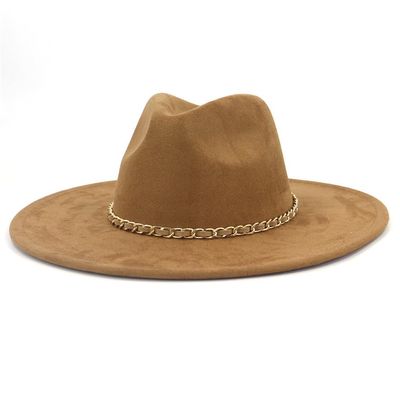 REHJJDFD Women's Fedora HatSolid 9.5Cm Hat Unisex Suede Jazz Hat Suitable for Men and Women 5 M 56-58cm