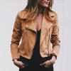 Women 2023 Fall Faux Suede Moto Biker Jacket Fashion Zipper Short Casual Coats With Pocket Open Front Cropped Outwear view 2