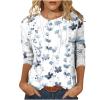 Blouses for Women Dressy Casual 3/4 Sleeve Printed Crewneck Tunic Shirts Loose Comfy Three Quarter Sleeve Blouses Casual Work Tops for Women Gray M view 1