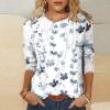 Blouses for Women Dressy Casual 3/4 Sleeve Printed Crewneck Tunic Shirts Loose Comfy Three Quarter Sleeve Blouses Casual Work Tops for Women Gray M view 2