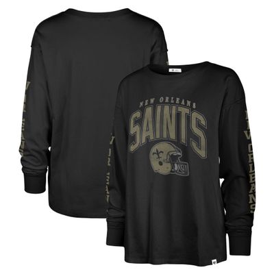 47 Women's Black New Orleans Saints Tom Cat Lightweight Long Sleeve T-Shirt