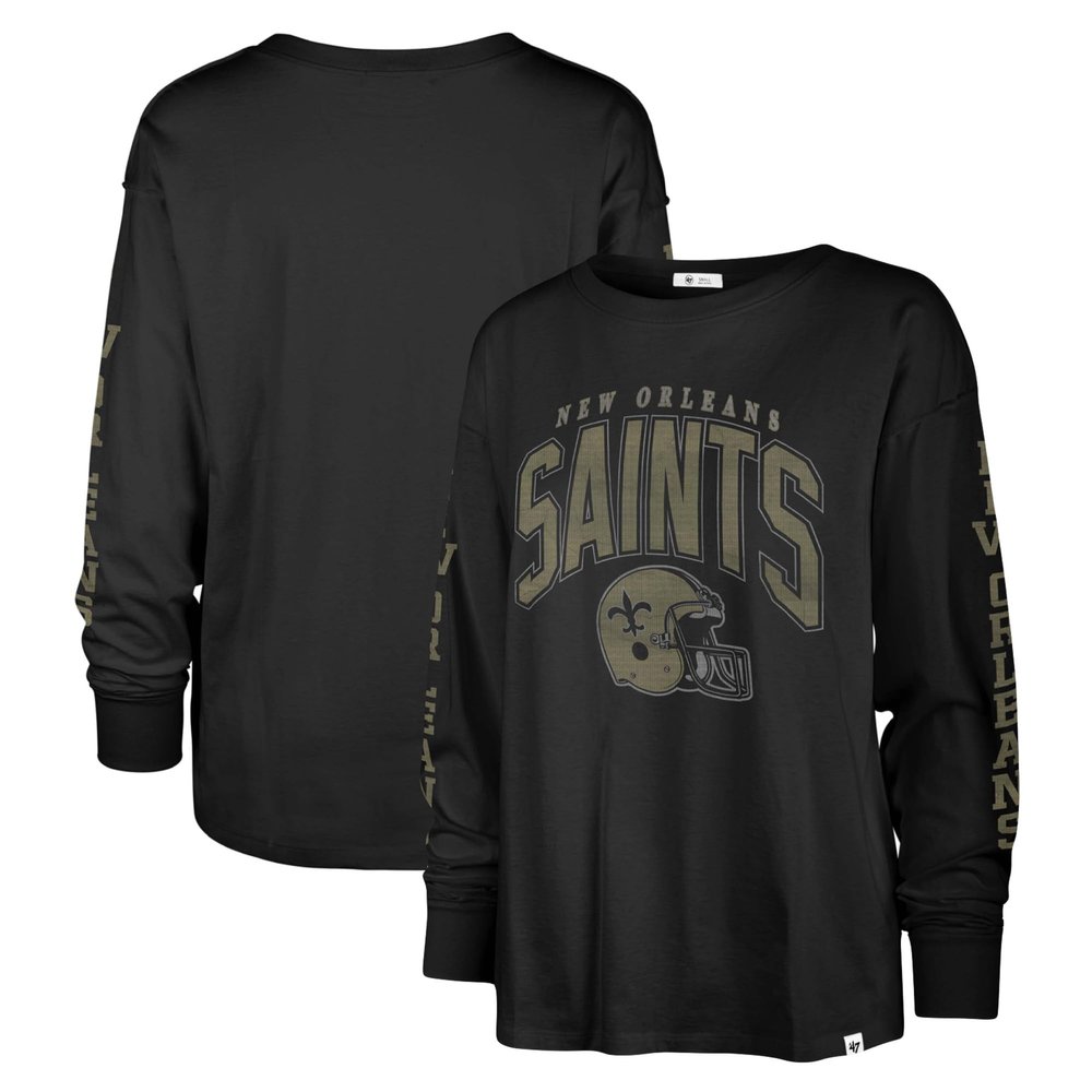 47 Women's Black New Orleans Saints Tom Cat Lightweight Long Sleeve T-Shirt