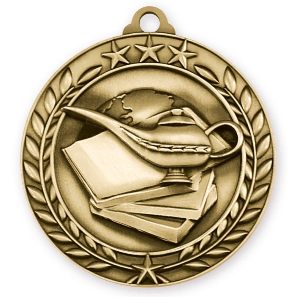 ZipToMeNow Antique Book & Lamp Medal (2-3/4 Inches) 25 Pack