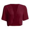 Women Shrug Soft Chiffon Cropped Bolero Open Front Puff Sheer Short Sleeve Short Jacket Cardigans For Evening Dress view 2