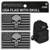Bluyellow 2-Pack American Flag Patch with Skull Hook and Loop Embroidered Military Morale Tactical Patches for Backpack Bulletproof Vest Dog Harness Hat Sew on 3x2 Inches view 1