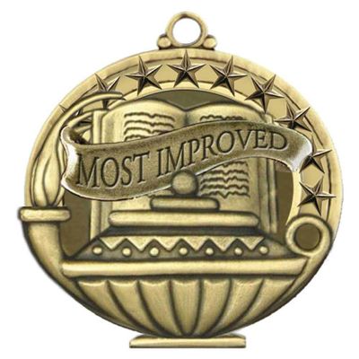 ZipToMeNow Most Improved Academic Performance Gold Medal (2 Inches) 25 Pack