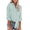 Women Striped Button Down Shirts Long Sleeve Dressy Casual Business Casual Work Tops Collared Front Pocket Blouses Womens Plus Size Blouses Green M view 1