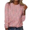 Womens Cute Long Sleeve Tops Trendy 2025 Floral Print Tunic Shirts Crewneck Loose Comfy Blouses Dressy Casual Tshirts Shirts for Women Red L view 1