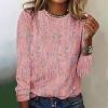 Womens Cute Long Sleeve Tops Trendy 2025 Floral Print Tunic Shirts Crewneck Loose Comfy Blouses Dressy Casual Tshirts Shirts for Women Red L view 2