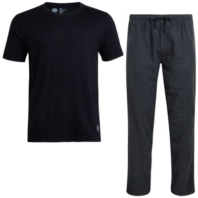 Vince Camuto Men's Pajama Set - 2 Piece Short Sleeve T-Shirt and Fleece Lounge Pants Pajamas for Men (S-XL), Size Small, Black/Dark Grey