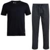 Vince Camuto Men's Pajama Set - 2 Piece Short Sleeve T-Shirt and Fleece Lounge Pants Pajamas for Men (S-XL), Size Small, Black/Dark Grey view 1