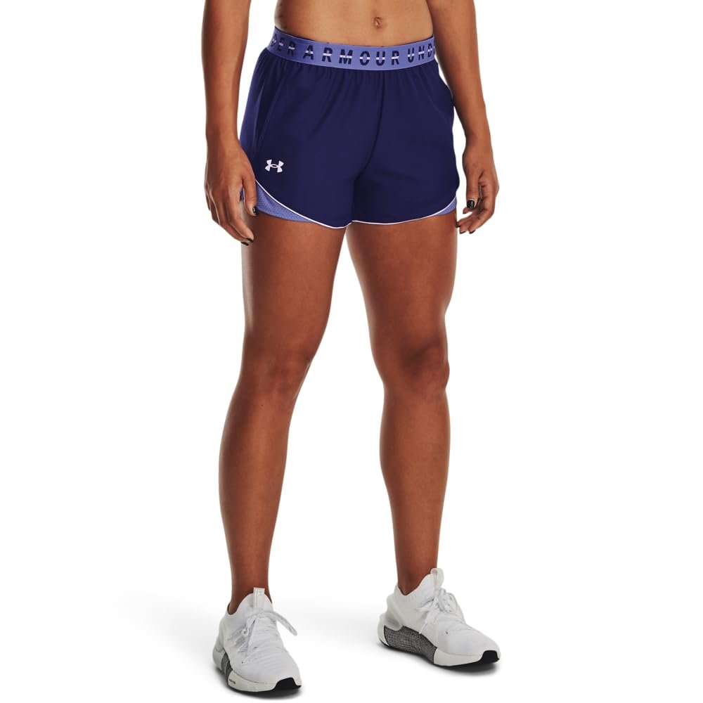 Under Armour Womens Play Up 3.0 Shorts, Sonar Blue/Baja Blue/Nebula Purple, X-Small