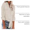 Women Striped Button Down Shirts Long Sleeve Dressy Casual Business Casual Work Tops Collared Front Pocket Blouses Tunic Tops for Women Khaki M view 4