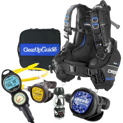 Cressi Pro Scuba Diving Gear Package Complete with Aquaride Pro BCD - Donatello C2 Dive Computer - MC9 Compact Regulator Set Fully Assembled, X-Large