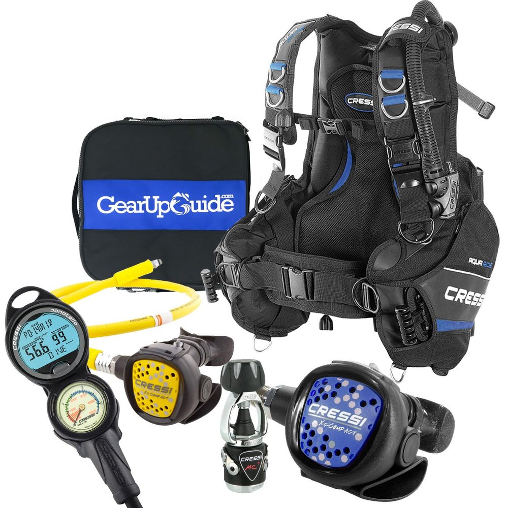 Cressi Pro Scuba Diving Gear Package Complete with Aquaride Pro BCD - Donatello C2 Dive Computer - MC9 Compact Regulator Set Fully Assembled, X-Large