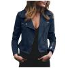 Women Fall Faux Suede Motorcycle Jacket Trendy Short Casual Moto Biker Coats Open Front Cardigan Cropped Outwear 2023 view 1