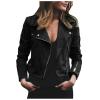 Women Fall Faux Suede Motorcycle Jacket Trendy Short Casual Moto Biker Coats Open Front Cardigan Cropped Outwear 2023 view 1