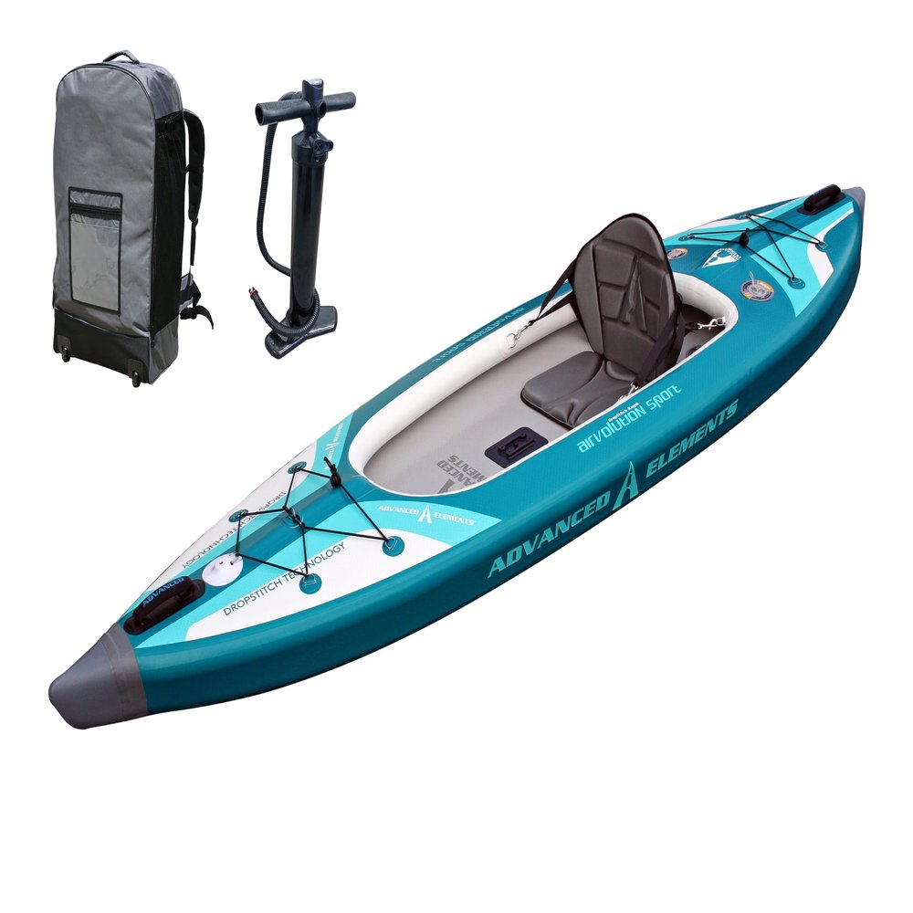 Advanced Elements AirVolution Sport Recreational Inflatable Kayak with Pump - 10 ft. - Blue