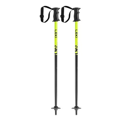 LEKI Kids Rider Lightweight Aluminum Ski Poles for Alpine Skiing - Black-Neonyellow-White - 80 cm
