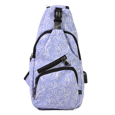 Nupouch Anti-Theft Daypack Crossbody Sling Backpack, USB Charging Connector Port, Lightweight Day Pack for Travel, Hiking, Everyday, Large, Lilac Swirl