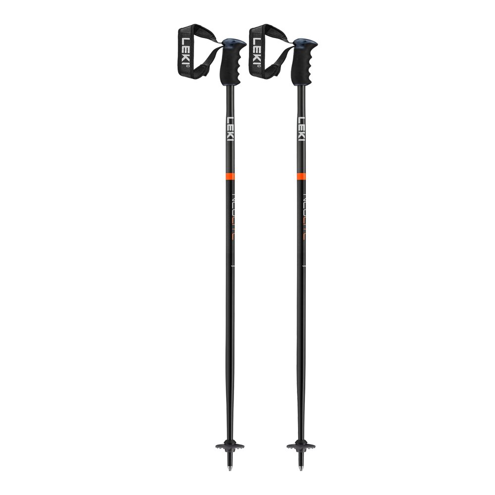 LEKI Neolite Airfoil Lightweight Aluminum Ski Poles for Alpine Skiing - Black-Dark Anthracite-Neonorange - 110 cm