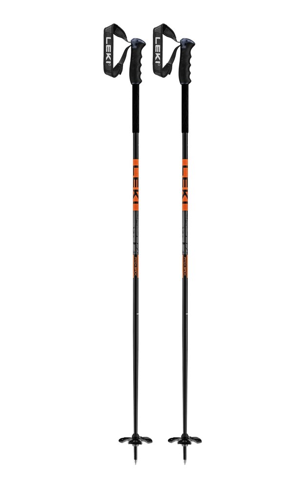LEKI Pitch Back Lightweight Aluminum Ski Poles for Alpine Skiing - Black-Neonorange-Dark Anthracite - 110 cm