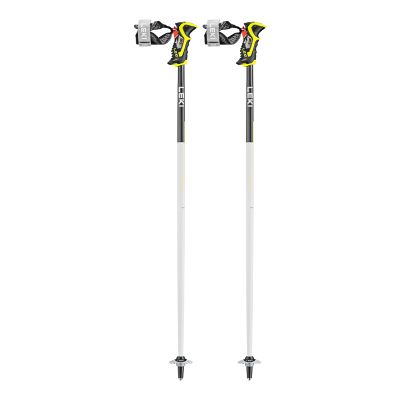 LEKI Airfoil 3D Lightweight Aluminum Ski Poles for Alpine Skiing - White-Dark Anthracite-Neonyellow - 115 cm