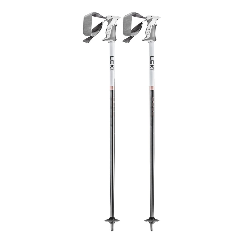 LEKI Women's Bliss Ski Poles - Gunmetal - White - Rosegold - 110cm