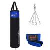 USI UNIVERSAL Boxing Kit for Adults, Boxing Set with 626N 180cm/6 Feet Unfilled Punching Bag, 626SW4 Metal Hanging Chain with 4 Legs & 628A 2.75m Long 1 Pair Boxing Hand Wraps (Black/Blue) view 1