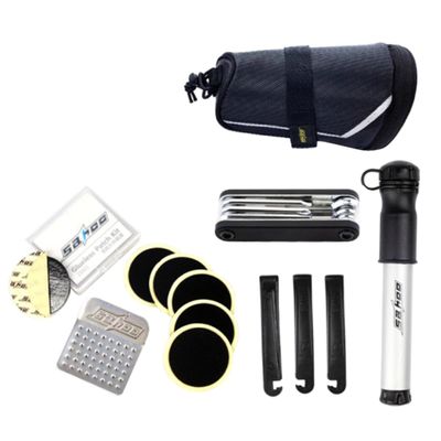 BESPORTBLE Stainless Steel Bike Repair Tools 7-Piece Kit Mini Pump Tire Patch for Camping Home Repair