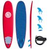 Bloo Tide 8ft Surfboard Soft top Red with Blue Wavizm Design Bottom Graphic view 1