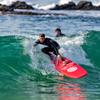 Bloo Tide 8ft Surfboard Soft top Red with Blue Wavizm Design Bottom Graphic view 2