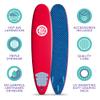 Bloo Tide 8ft Surfboard Soft top Red with Blue Wavizm Design Bottom Graphic view 4