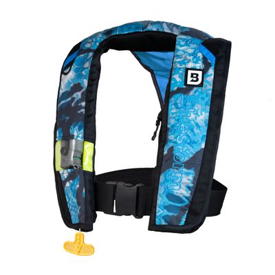 BLUESTORM x Kryptek Stratus 35 Inflatable Life Jacket PFD for Adults (Obskura Litus Blue Camo) | US Coast Guard (USCG) Approved Automatic Self Inflating Life Vest Preserver with Manual Ripcord