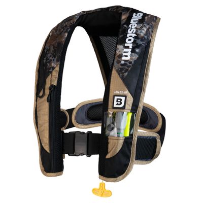 BLUESTORM x Kryptek Atmos 40 Automatic/Manual Inflatable PFD Life Jacket for Adults (Obskura Skyfall Tan Camo) | US Coast Guard (USCG) Approved Life Vest
