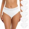RHYFF Womens Underwear Cotton Hipster Panties Lace Soft Bikini Panty Ladies Stretch Full Briefs 5 Pack S-XL(R6004M-White) view 1