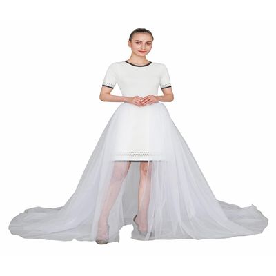 EllieWely Overskirt Short Front Long Back Party Tutu Tulle Skirt White 5XL