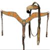 Western Headstall Breast Collar Reins Set Leather Hand Carved Tooled Equestrian Trail Horse Saddle Tack Set Full Cob Pony ST-HTS-049 (Cob) view 1