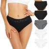 RHYFF Womens Underwear Cotton Hipster Panties Lace Soft Bikini Panty Ladies Stretch Full Briefs 5 Pack S-XL(R6004L-BlackWhite) view 1