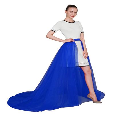 EllieWely Overskirt Short Front Long Back Party Tutu Tulle Skirt Royal Blue 3XL