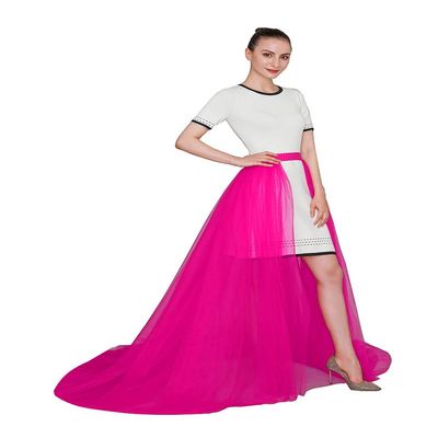 EllieWely Overskirt Short Front Long Back Party Tutu Tulle Skirt Hot Pink 4XL