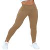VOOVEEYA Curvy Womens Leggings, High Waisted Yoga Pants with Back Pockets, Tummy Control - Buttery Soft - Stretchy(Solid Khaki 2XL) view 2