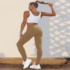 VOOVEEYA Curvy Womens Leggings, High Waisted Yoga Pants with Back Pockets, Tummy Control - Buttery Soft - Stretchy(Solid Khaki 2XL) view 3