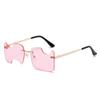 MUTYNE Fashion Rimless Irregular Shape Sunglasses Women Unique Notch Ocean Lens Sun Glasses Hip Hop Eyewear Men Glasses UV400,Pink,One size view 1