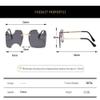 MUTYNE Fashion Rimless Irregular Shape Sunglasses Women Unique Notch Ocean Lens Sun Glasses Hip Hop Eyewear Men Glasses UV400,Pink,One size view 3