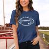 Game Day Football T Shirts Women Football Mom Tee Tops Funny Sunday Casual Short Sleeve Tee Shirts view 2