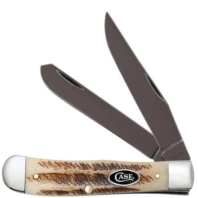Case XX Pocket Knife TRAPPER - VINTAGE BONE - PVD COATED BLADES Item #36740 - V6254 SS - Length Closed: 4 1/8Inches
