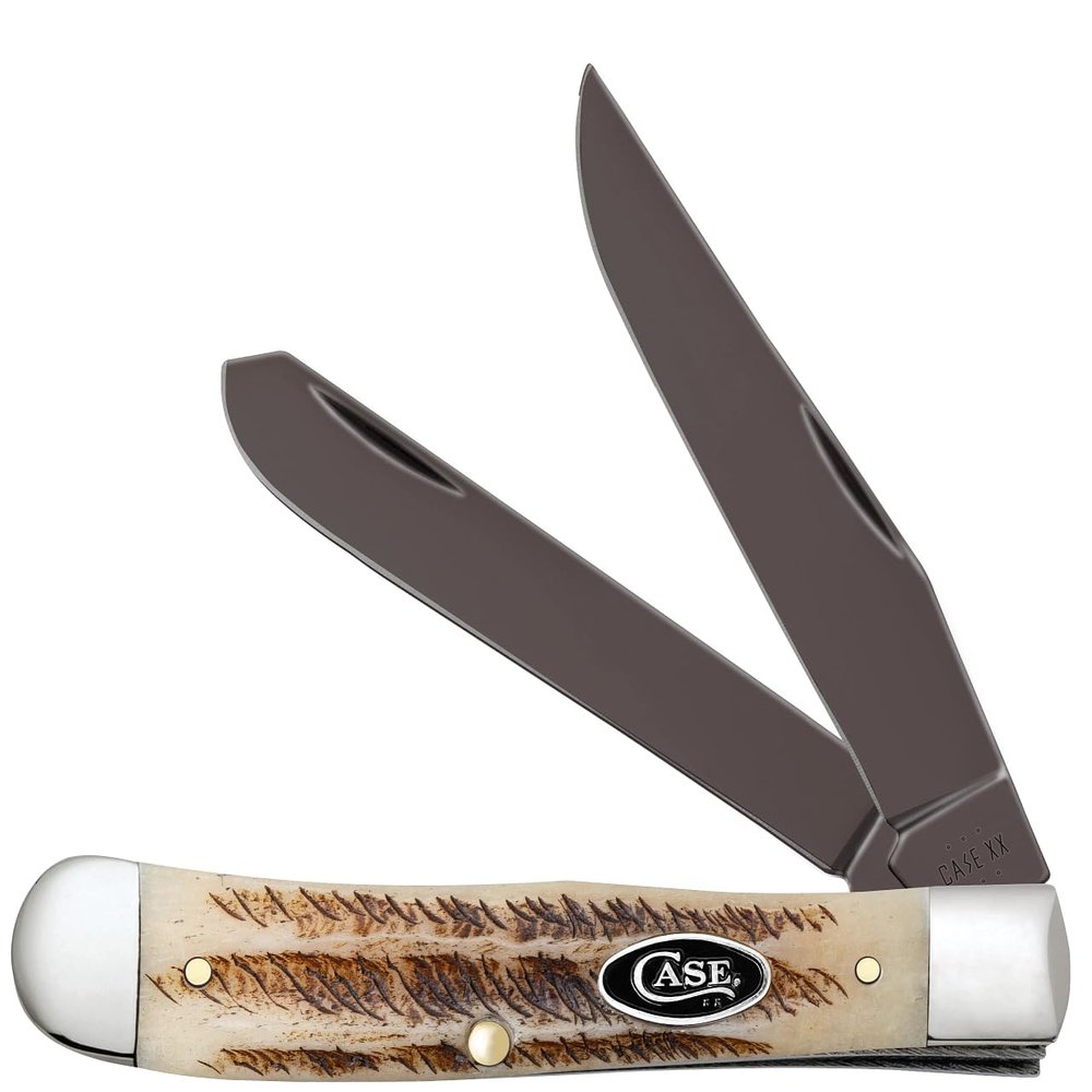Case XX Pocket Knife TRAPPER - VINTAGE BONE - PVD COATED BLADES Item #36740 - V6254 SS - Length Closed: 4 1/8Inches